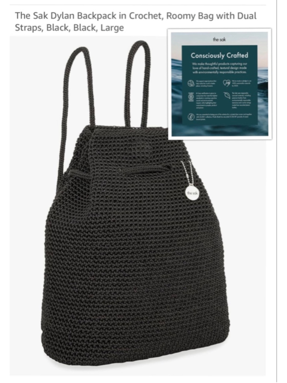 The Sak Y2K Boho Chic Hand Crochet Backpack Purse Sustainably Made